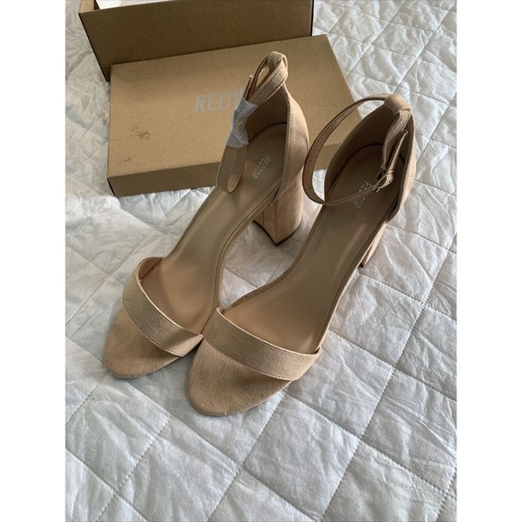 REDTOP Women's Open Toe Chunky 3.9 IN Heel Sandals Ankle Strap Nude Color SZ10😀 - Picture 4 of 16